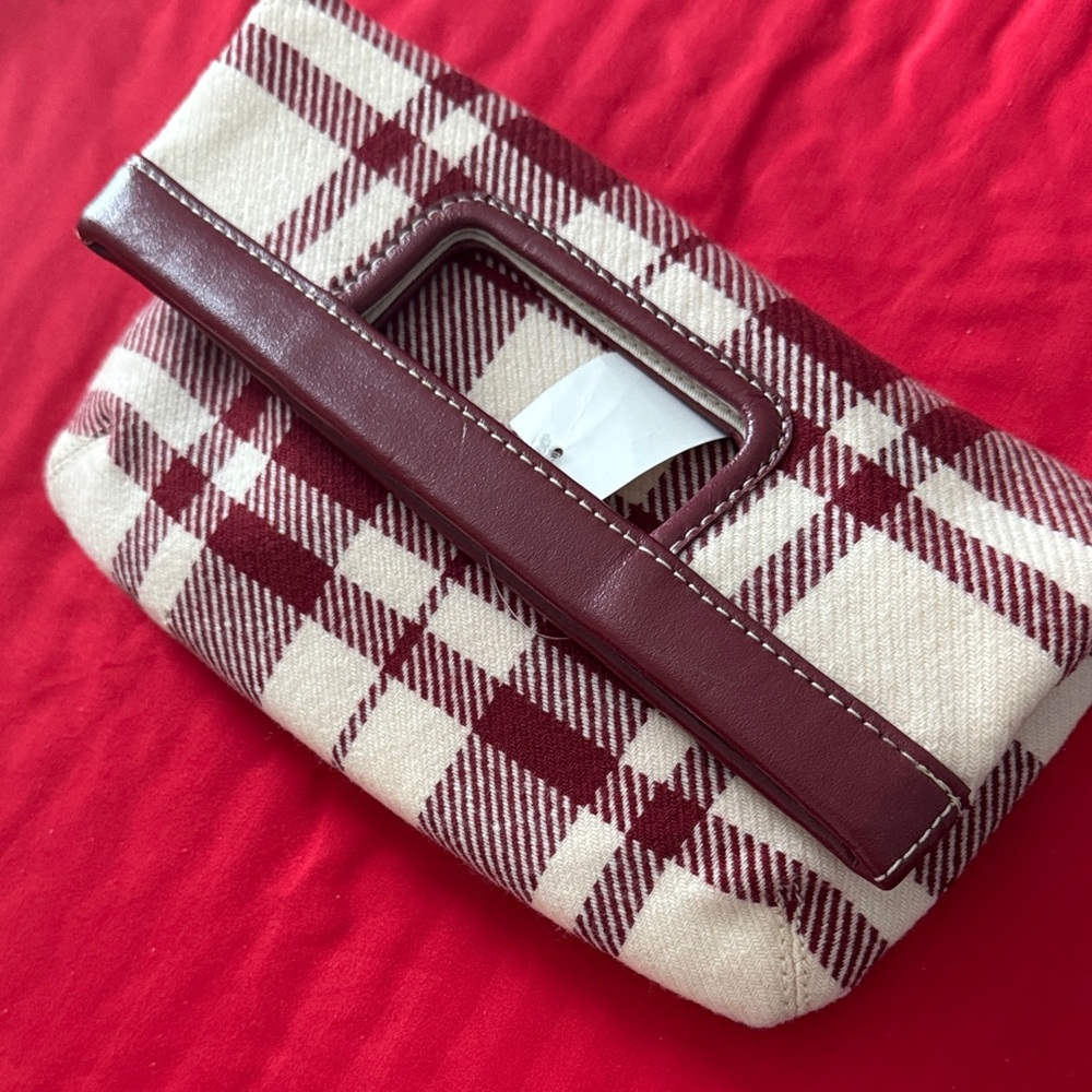 Banana Republic Red and Cream Checkered Tote